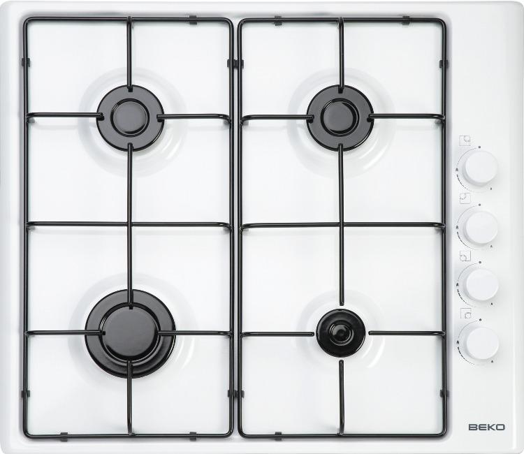 7769987611 p.cottura 4f. 60cm. griglie smaltate, bianco  - beko