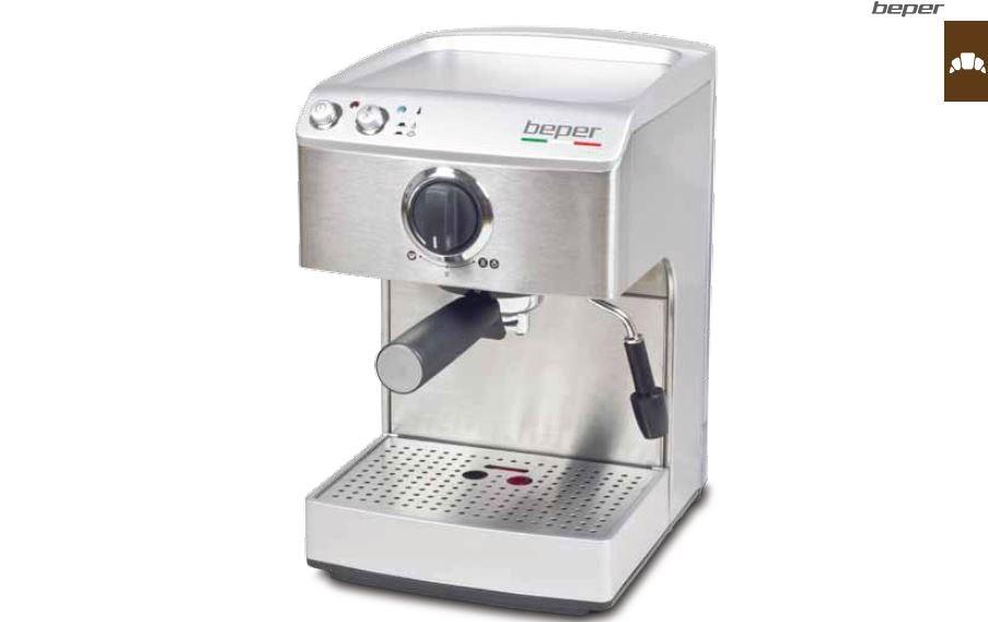 Macchina da caffe' 1250w, 1,7lt, braccetto, cappuccinatore, inox - beper