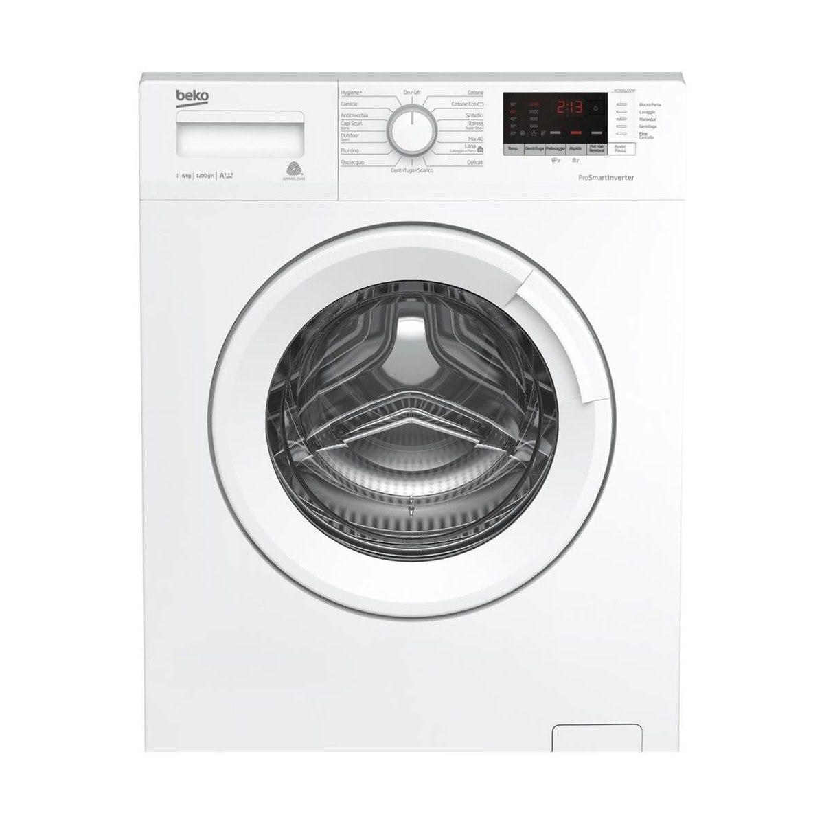 Lavatrice carica frontale 6 kg  1200 giri classe a+++ slim 44cm prosmart inverter  - beko